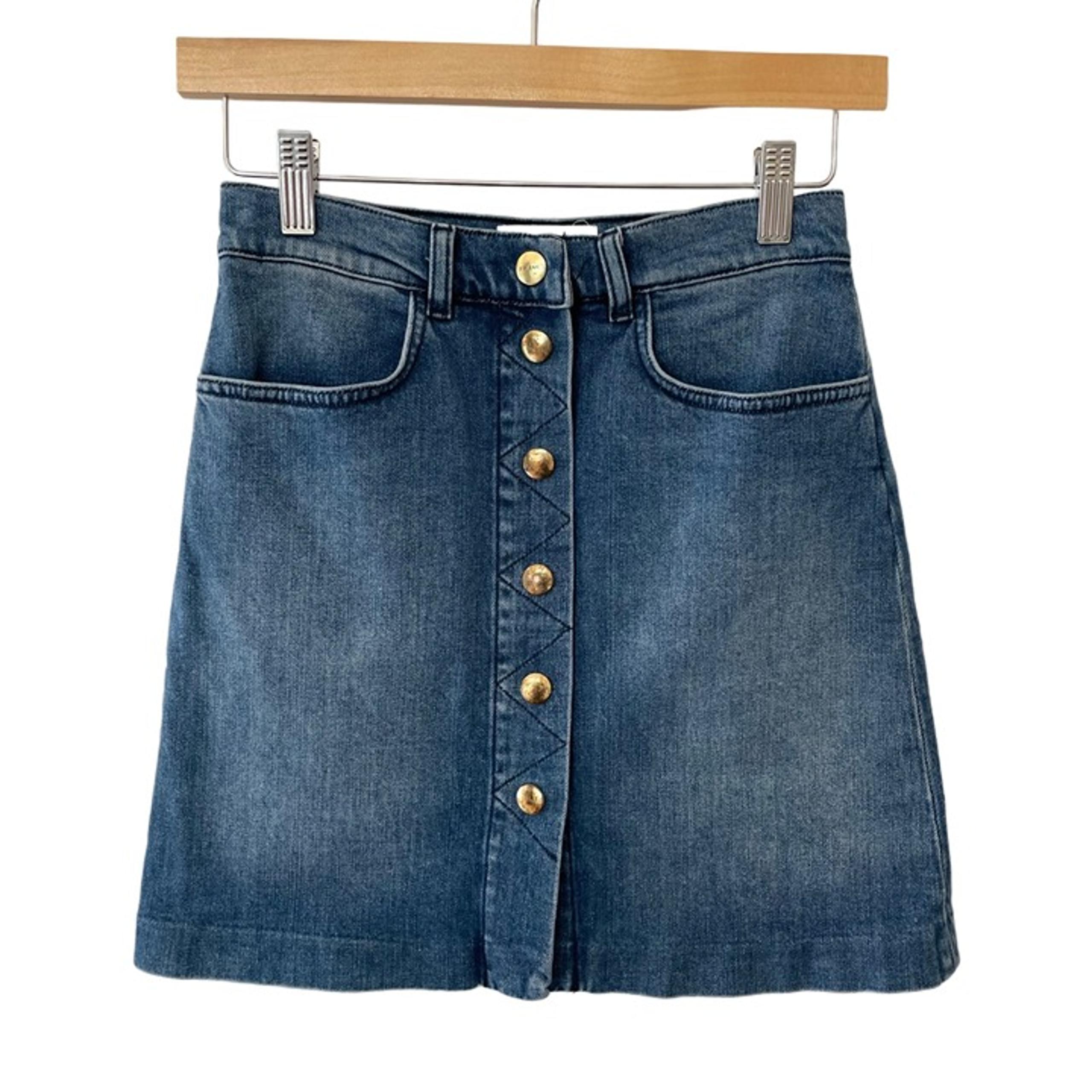 Frame Womens Juniors 24 Claire Skirt in Massif Denim Snap Front Mini A-Line