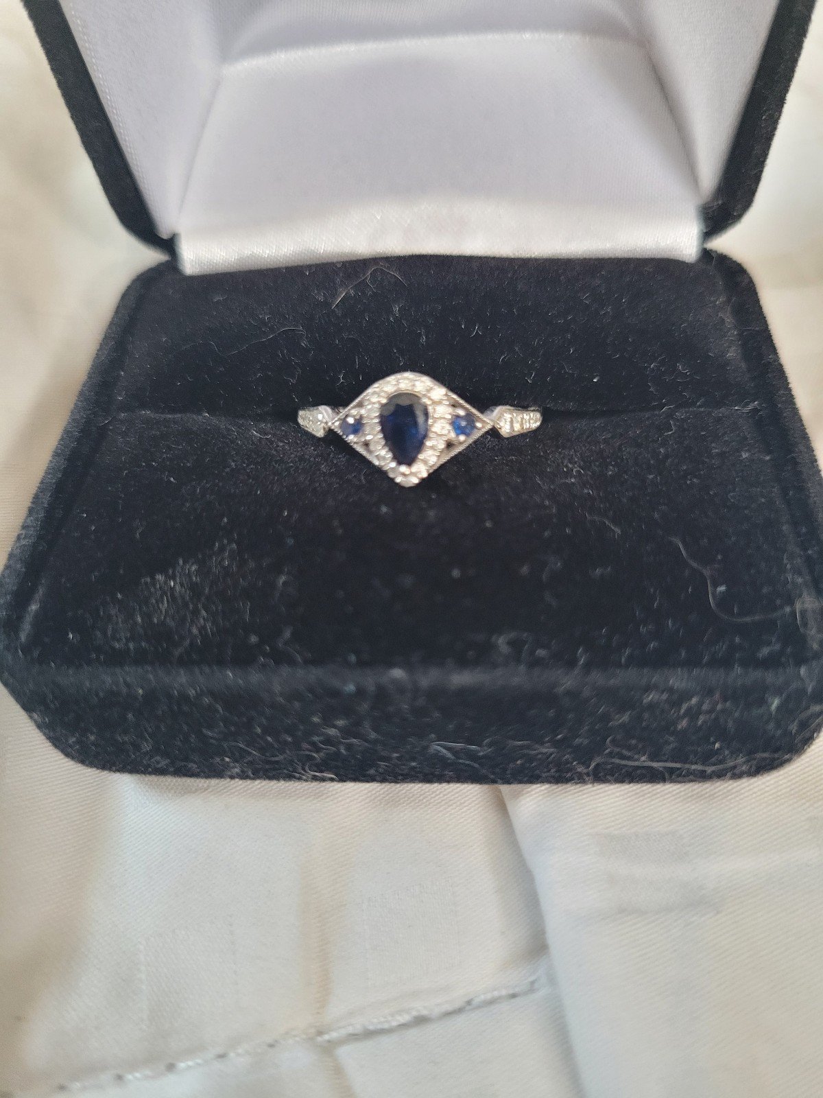 Blue Sapphire size 8 engagement ring