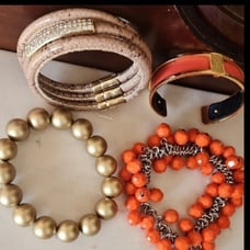 Vibrant Gold and Orange Beaded Bracelets 2 vintage