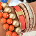 Vibrant Gold and Orange Beaded Bracelets 2 vintage