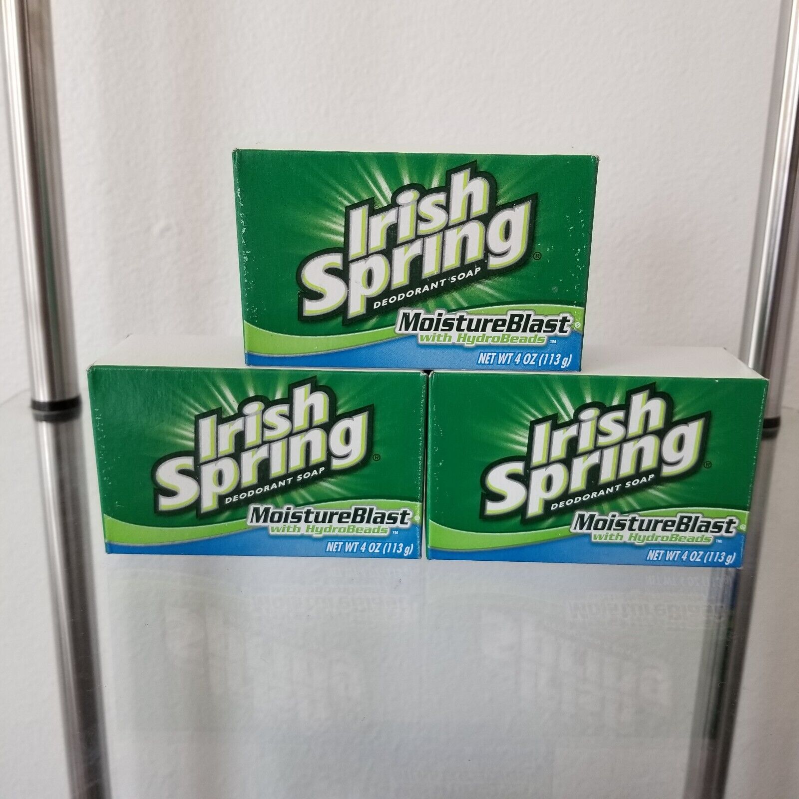 3 Vintage Irish Spring Moisture Blast Hydrobeads Deodorant Bar Soap SEALED 4oz