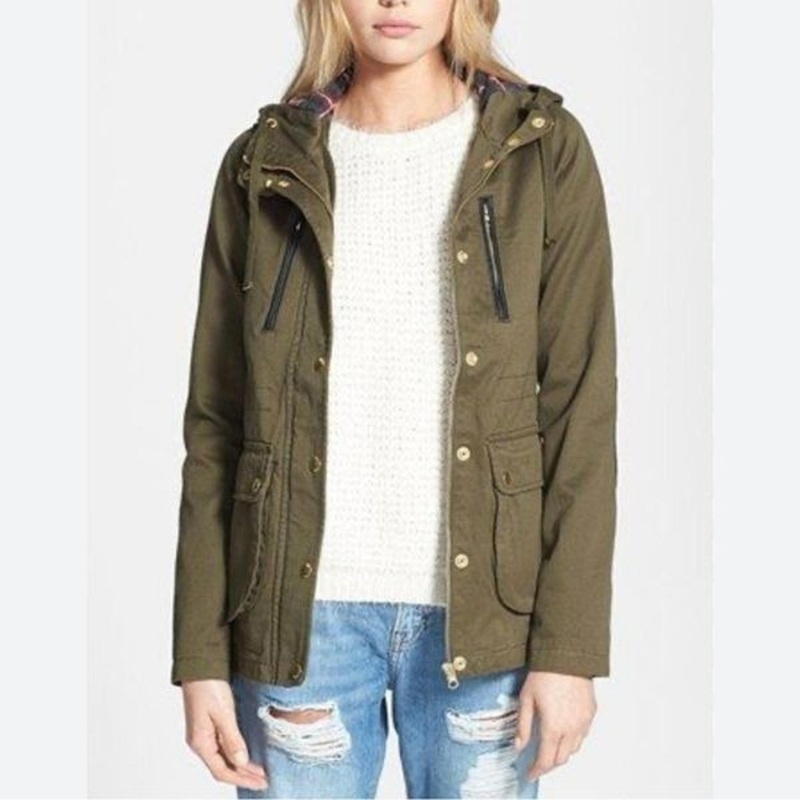 Topshop Duke Hooded Jacket in Army Green Women’s Size 12