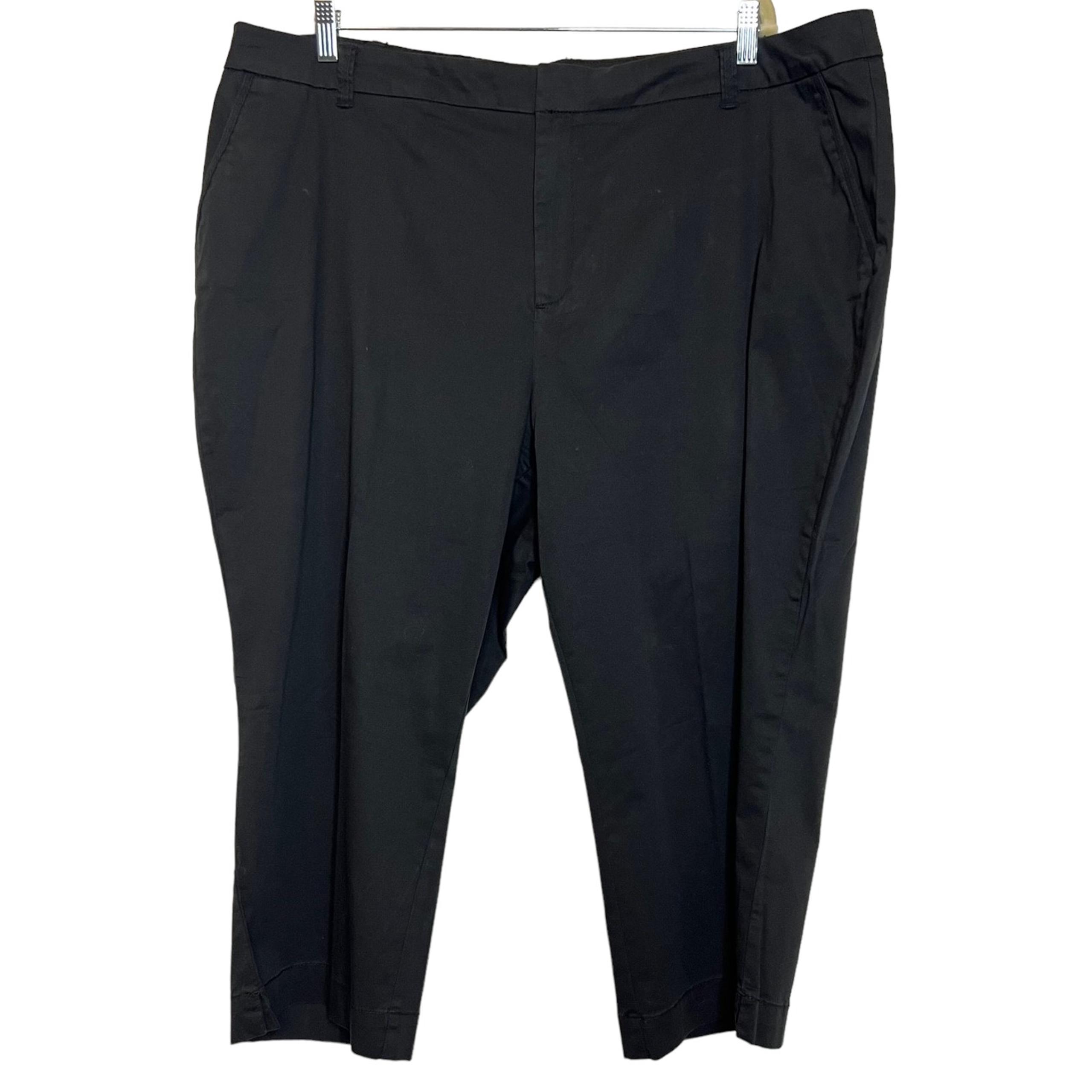 Avenue Womens Cropped Black Pants Size 22 Pockets Belt Loops New