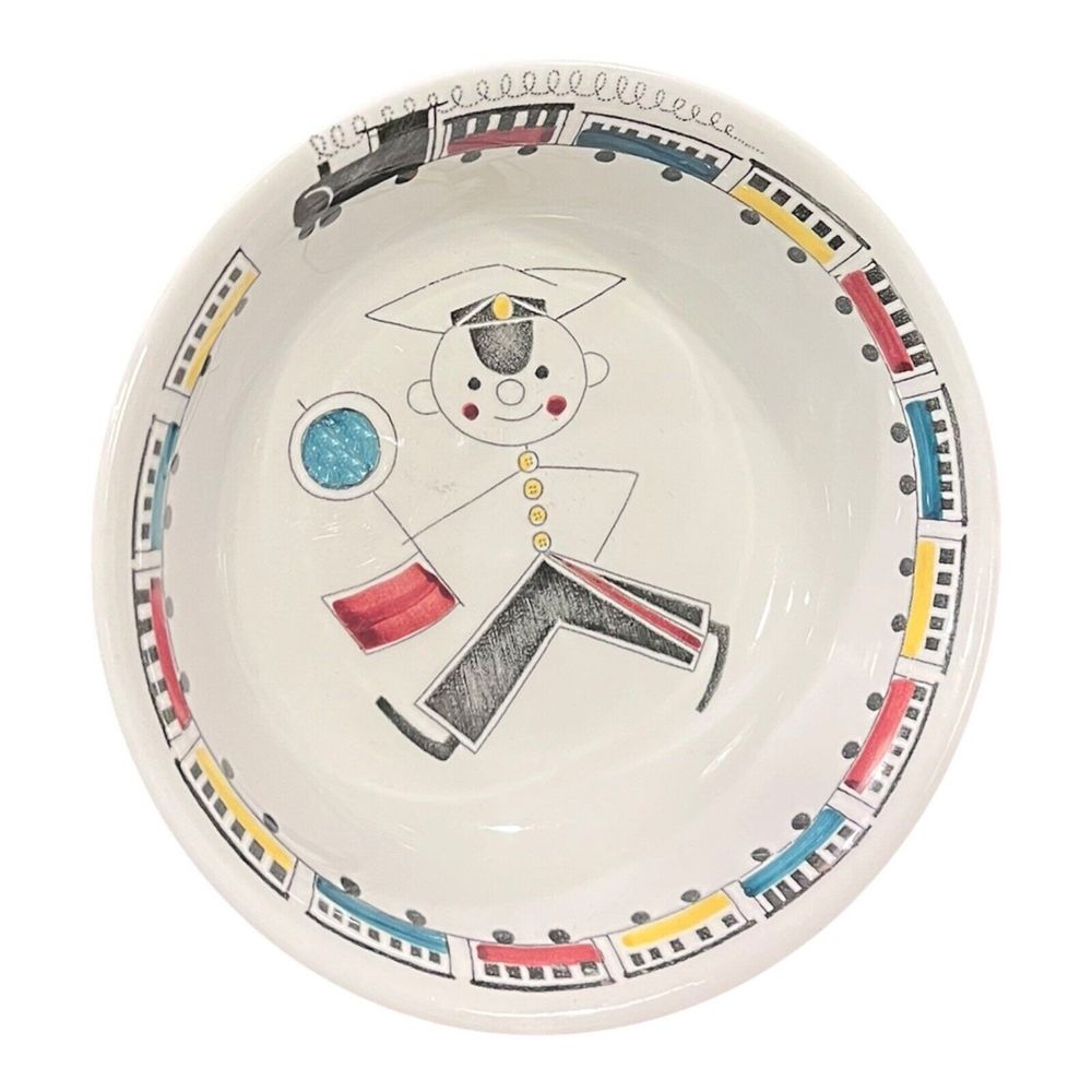 Rare Rorstrand Marianne Weston Tuff Tuff Train Conductor Bowl and Plate