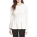 Ted Baker ivory off-white cable knit cotton wool peplum sweater shirt top