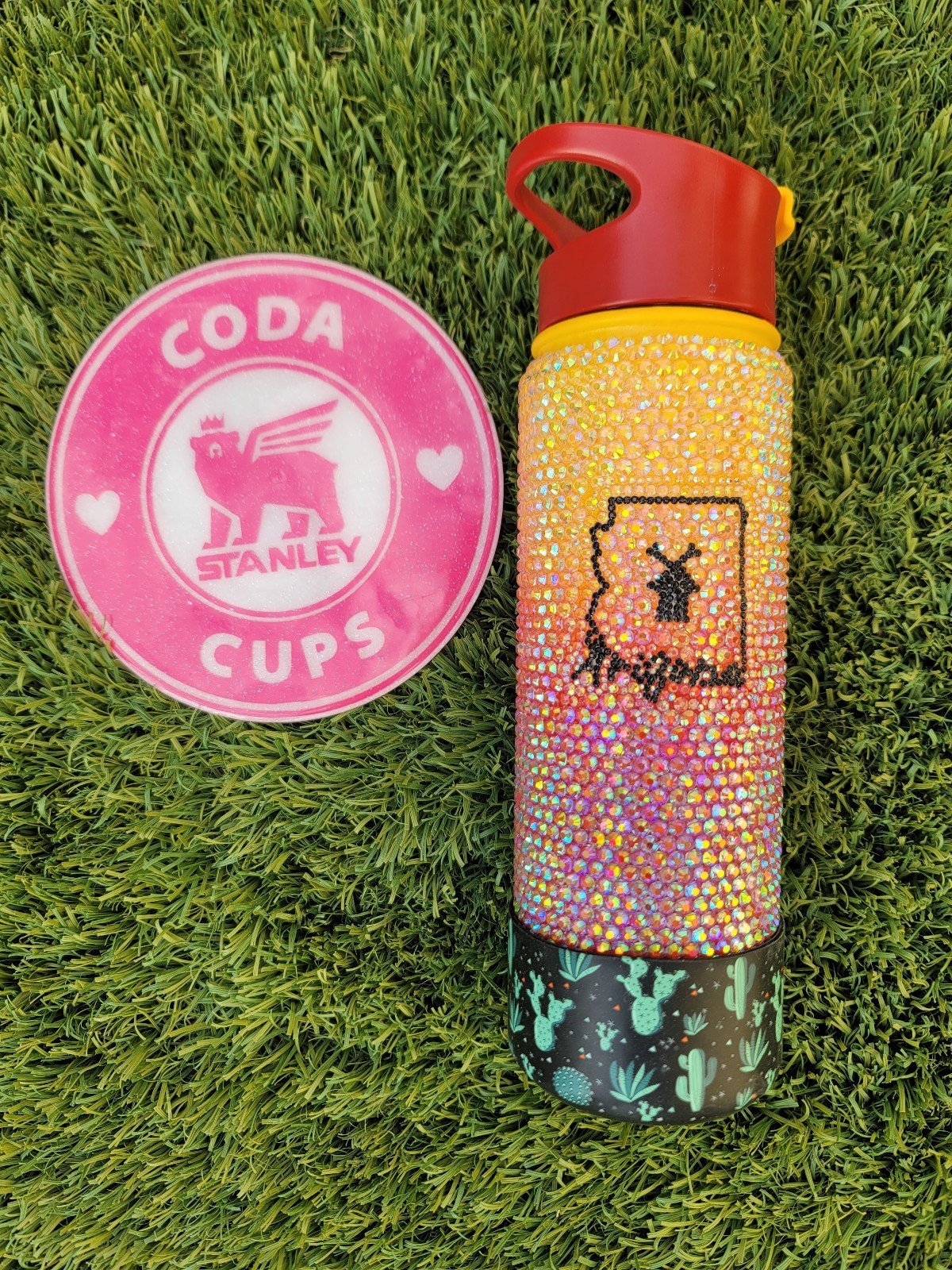 Hydro Flask Dutch Bros Arizona 20oz Red Yellow Custom Bedazzled Rhinestone Bling