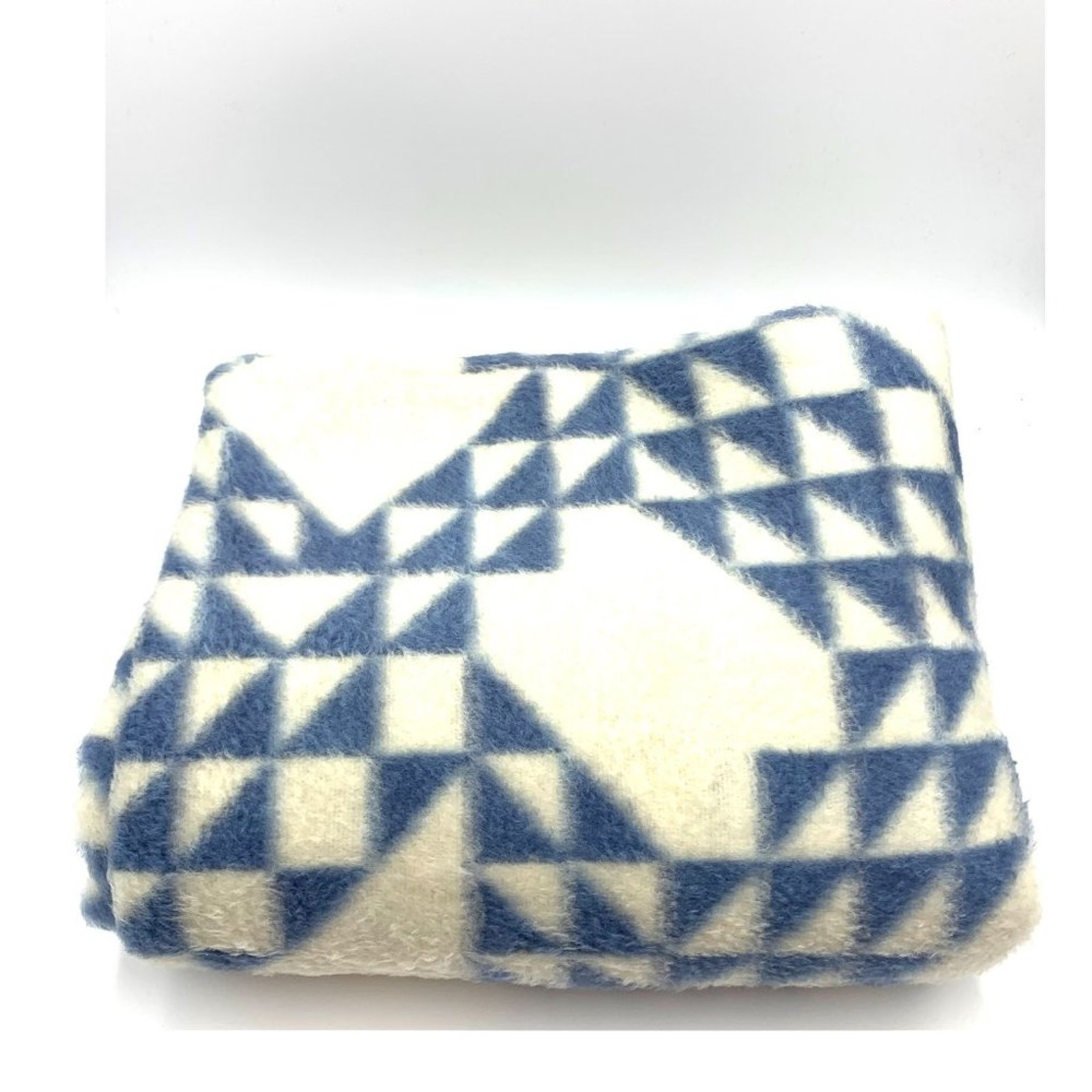 Biederlack Blanket Blue White Geometric Print Winter