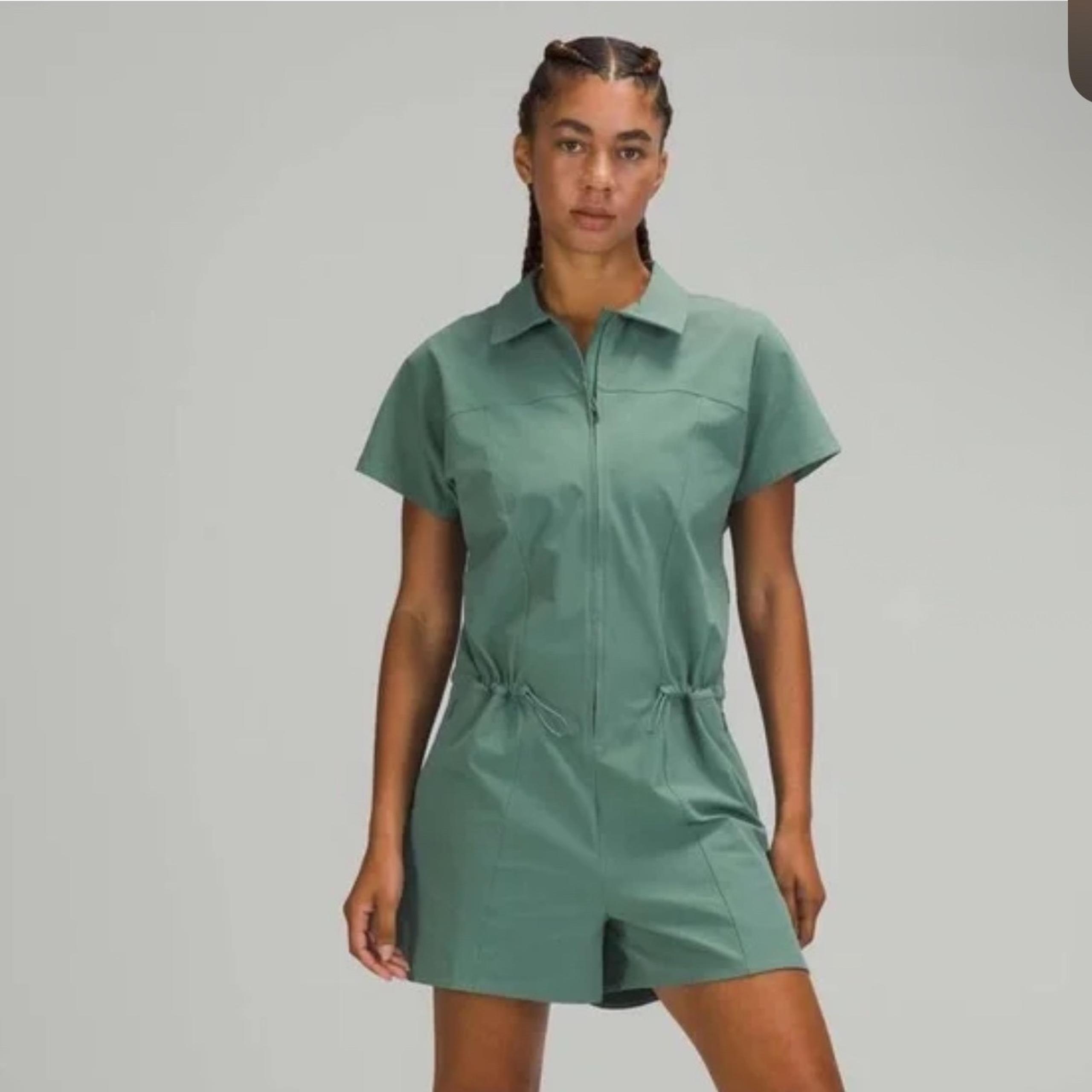 Lululemon Stretch Rib Romper Pockets Drawcord Relaxed Fit Tidewater Teal 2