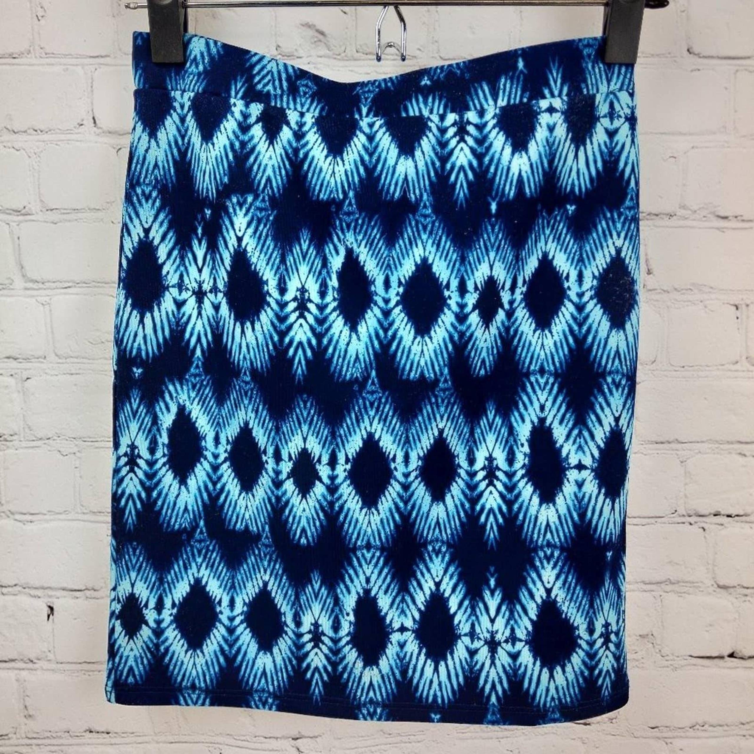 Forever21 Zip Up Mini Skirt Tie Dye Blue