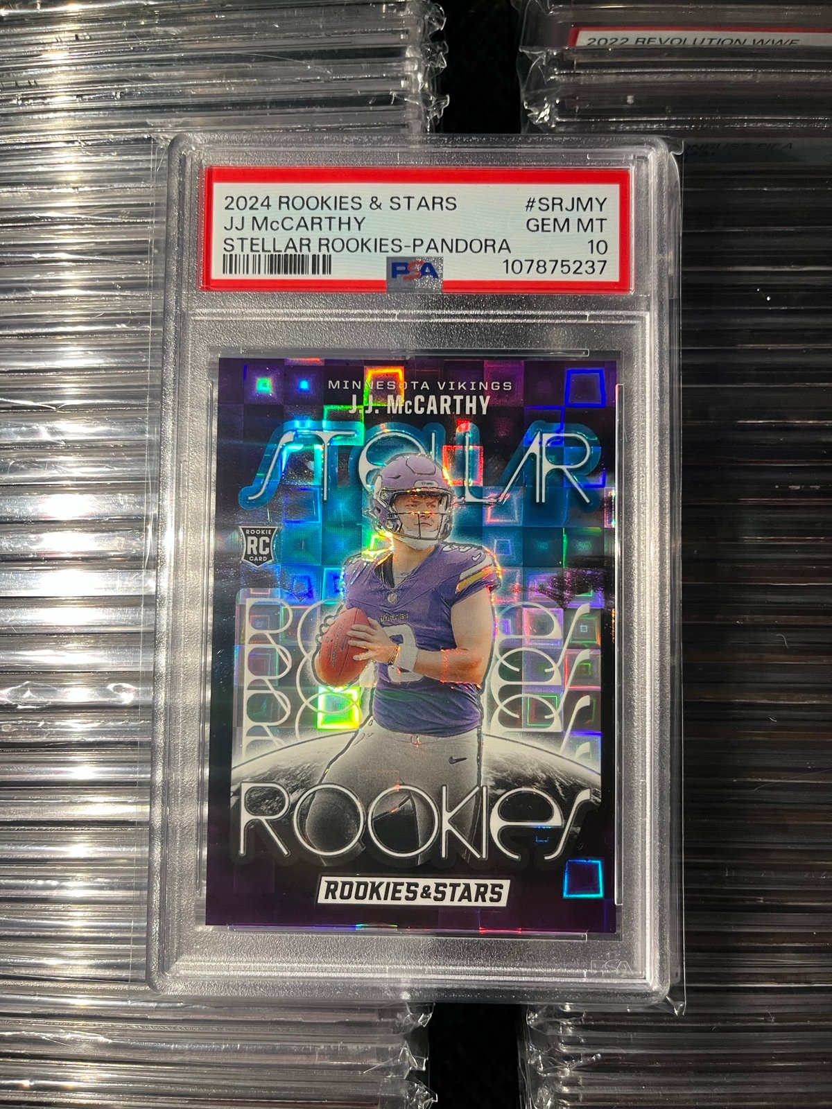 JJ McCarthy Rookies And Stars 2024 Stellar Rookie Pandora /135 PSA 10 Pop 3