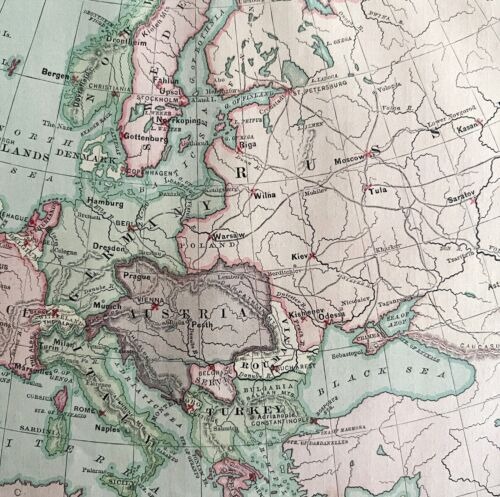 1879 Political Map Europe And Western Asia Victorian Geography 1st Edition DWAA9