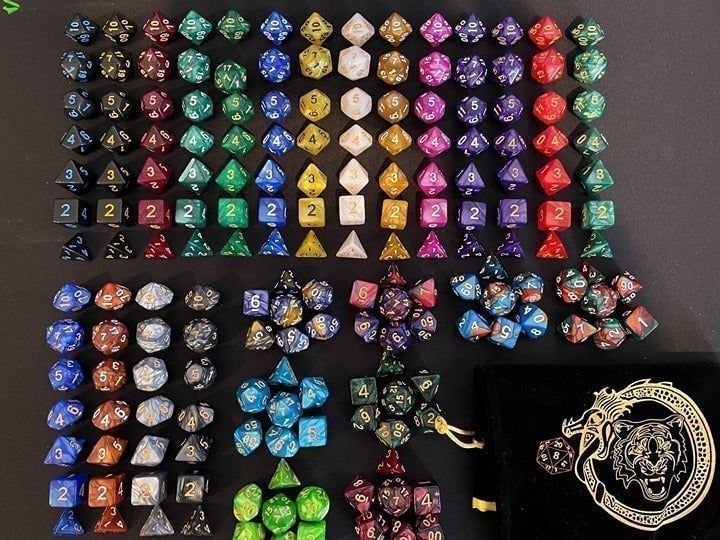 182 pcs DND Dice Sets with a Large Drawstring Bag Dungeons Dragons MTG RPG Games