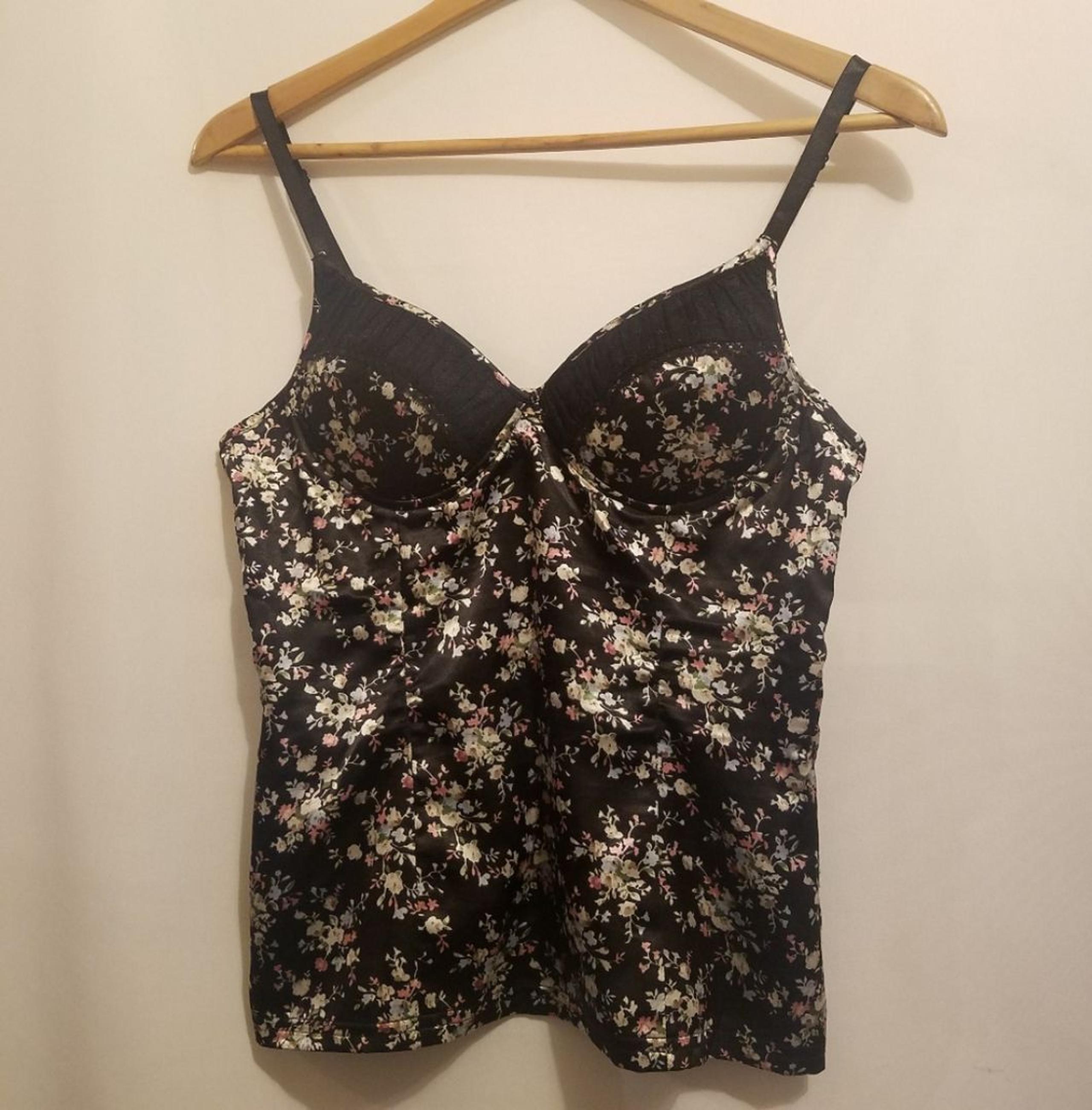 BLACK SATIN FLORAL CAMI