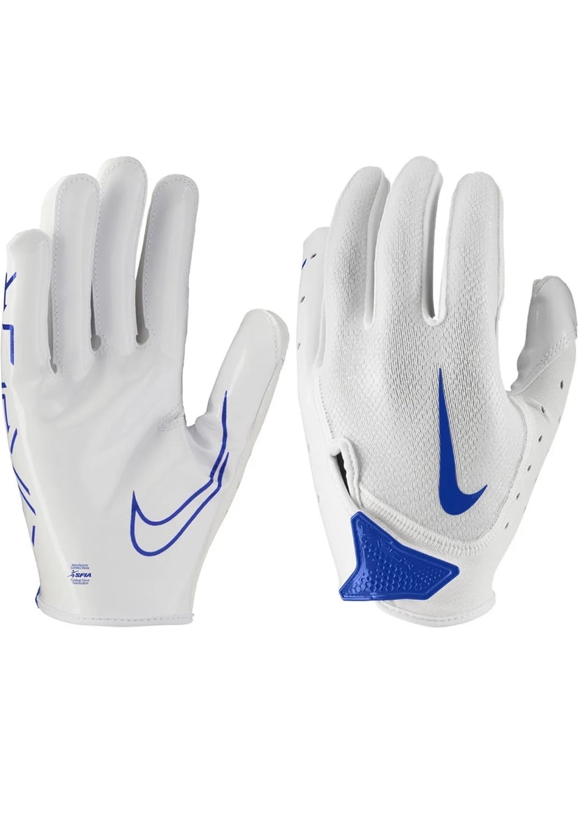 Nike YOUTH Vapor Jet 7.0 Football Gloves N1003506 Large Brand New White Blue