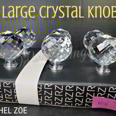 Set of 6 Rachel Zoe Large Clear Crystals w/ Silver Base Knobs