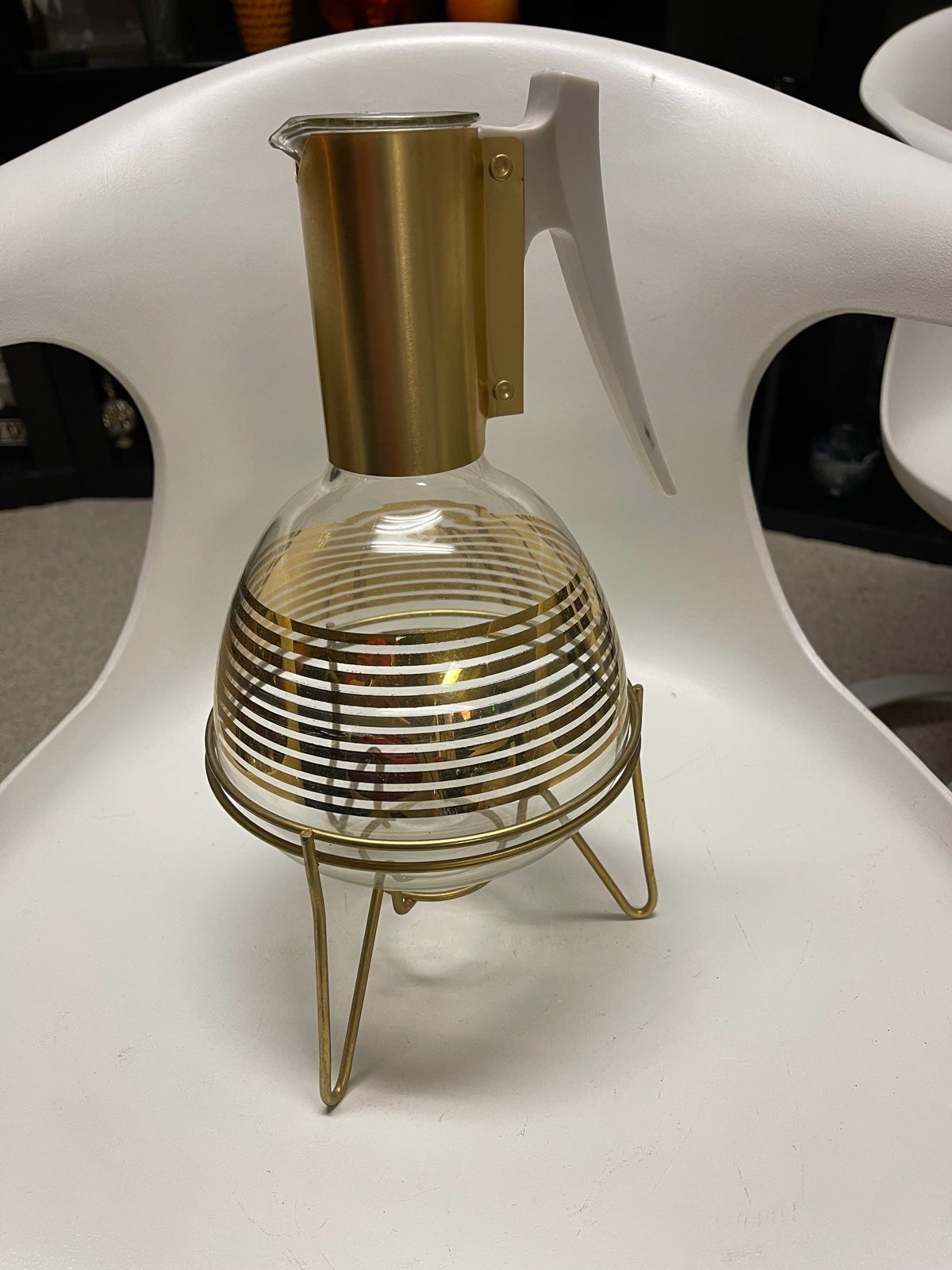 MCM vintage coffee decanter with metal base holder