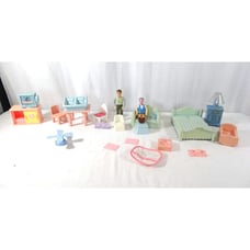 Loving Family Dollhouse Lot Furniture Living Room Bedroom Grandpa and Dad TV Cei