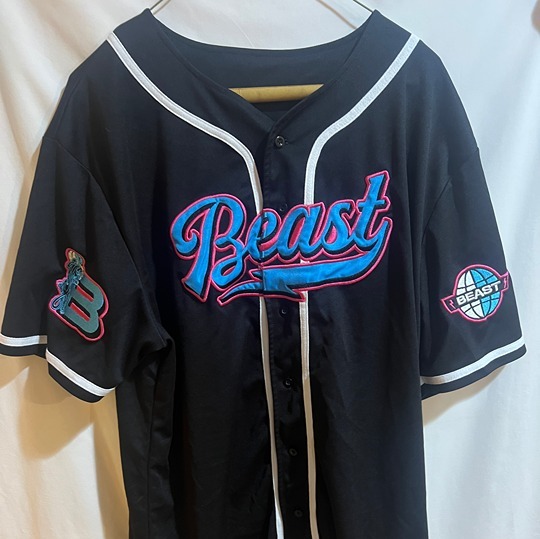MrBeast BASEBALL JERSEY Official Black Size Medium RARE & ORIGINAL Used Good Con