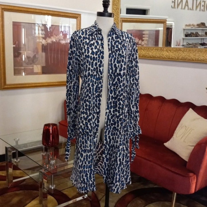 Derek Lam Black/ Blue Cheetah Print cardigan