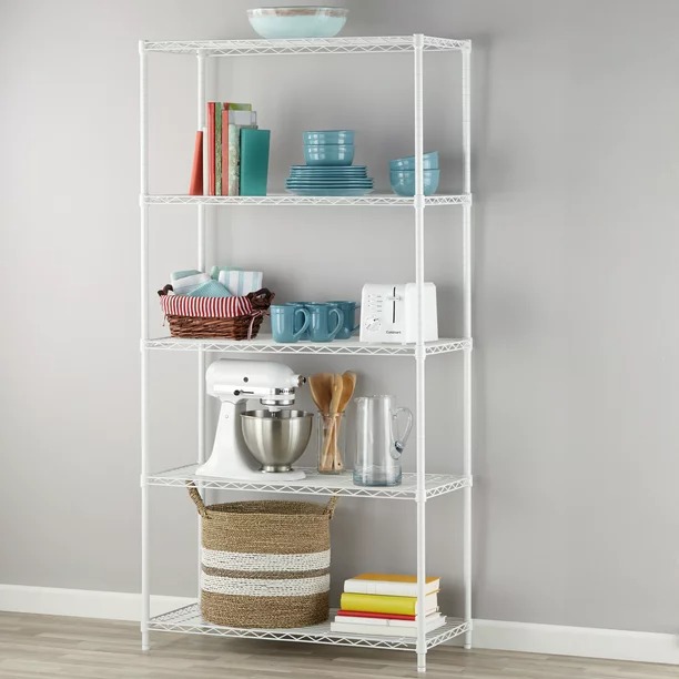 Hyper Tough 36 W x 16 D x 72 H 5-Shelf Wire Shelving Unit, White