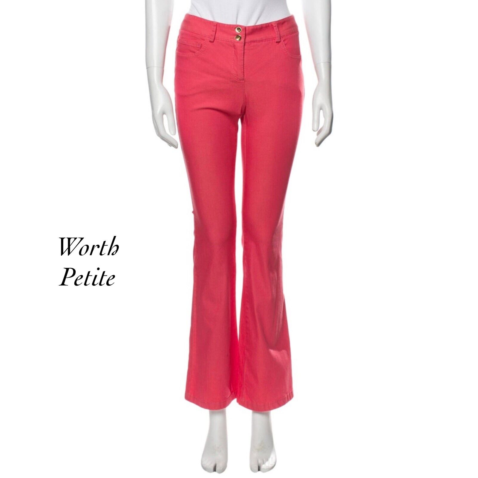Worth Petite Thora Pale Guave Red Mid Rise Wide Leg Denim Pant Jeans NWT Size 0