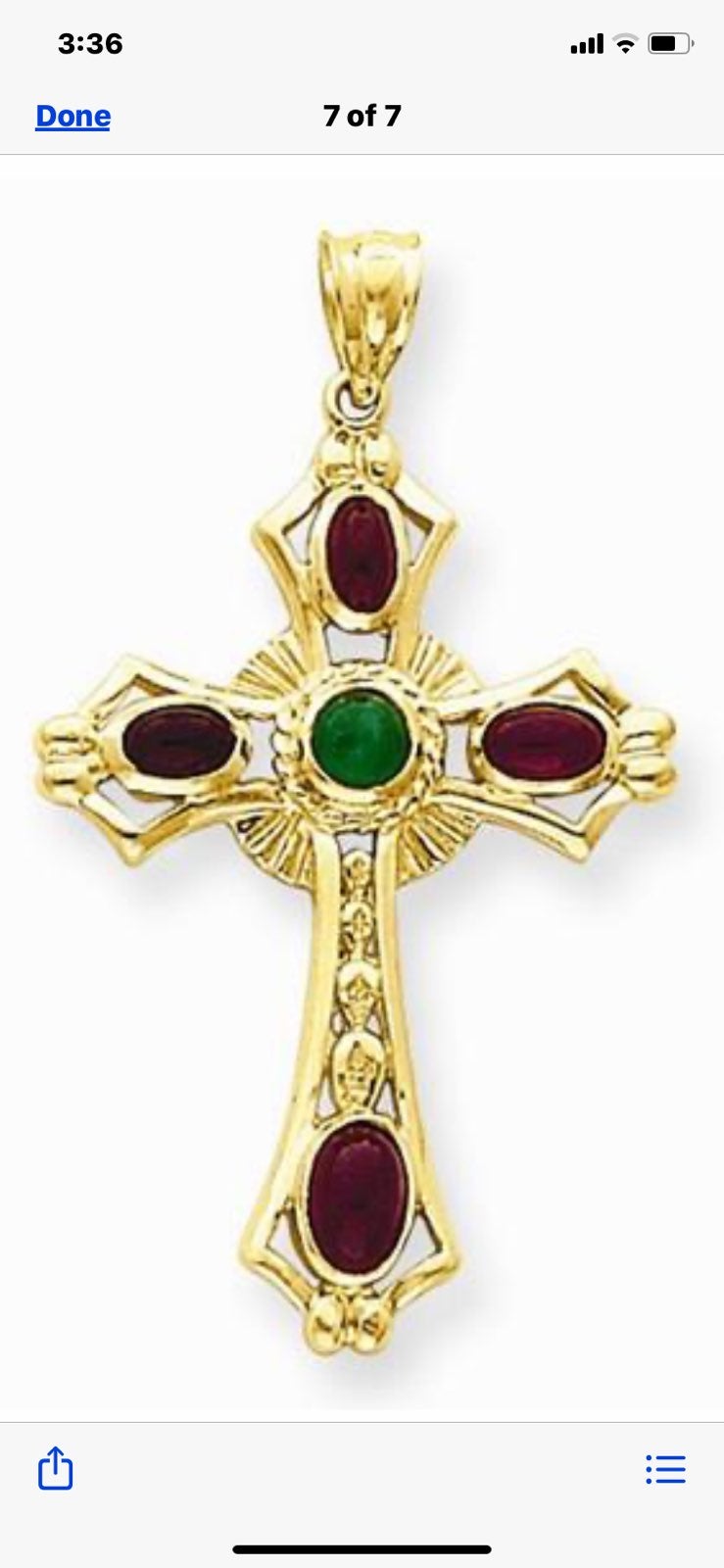 Gold Ruby & Emerald Cabachon Cross