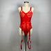 Red Hallow Out Bodysuit Lingerie