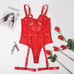 Red Hallow Out Bodysuit Lingerie