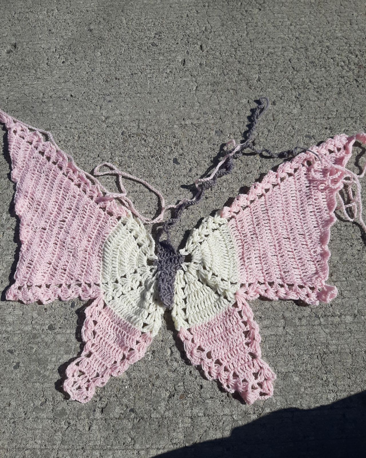 Baby pink crochet butterfly halter