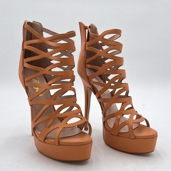FSJ Nude Sexy Gladiator Sandals Cutout Open Toe Platform Ankle Boots Dress Shoes