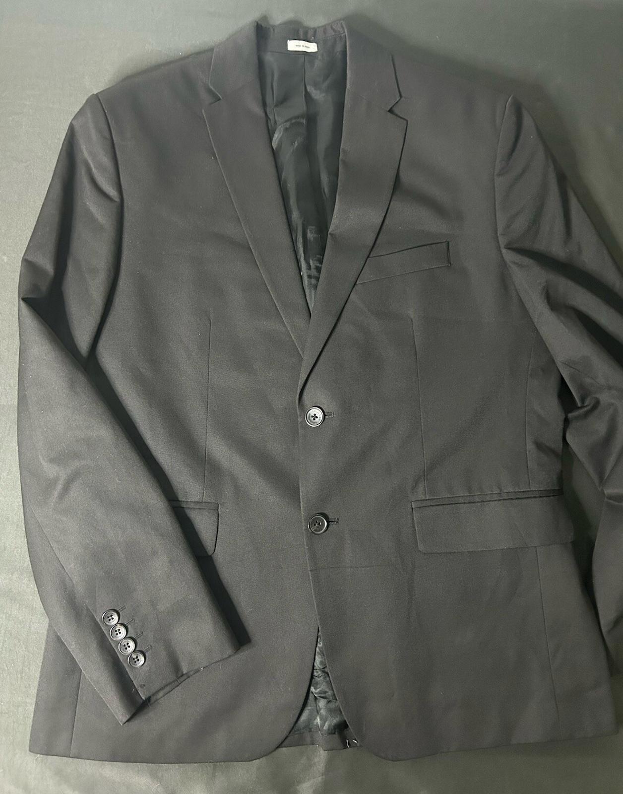 Calvin Klein Blazer Jacket Mens Solid Black Two Button Wool Blend
