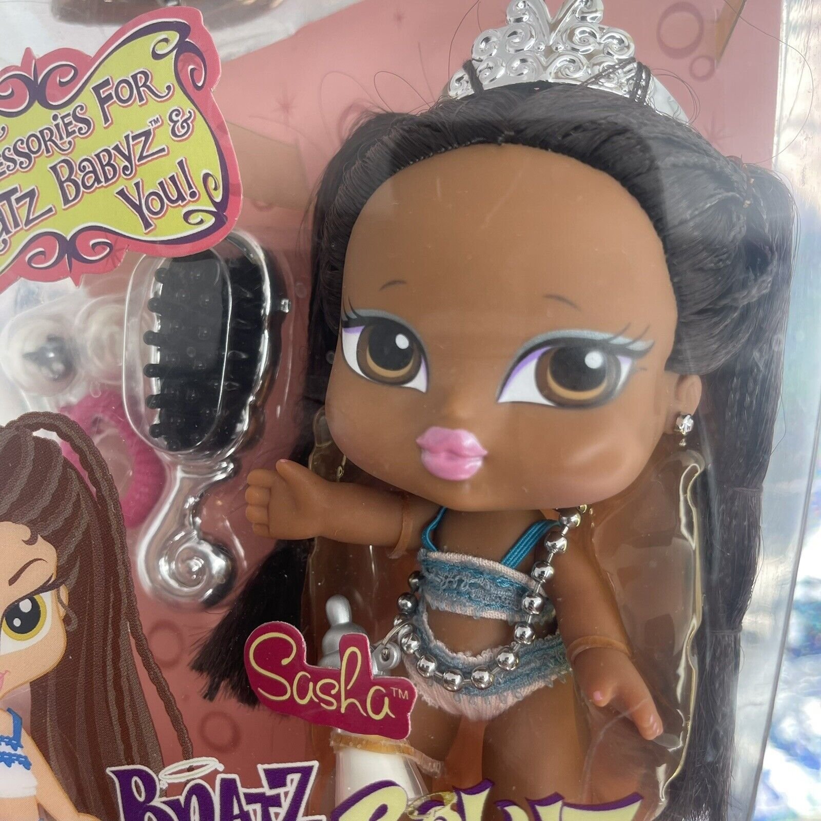 Bratz fashion Babyz Doll Real Hair Flair Sasha RARE MGA New In Box 6”inch