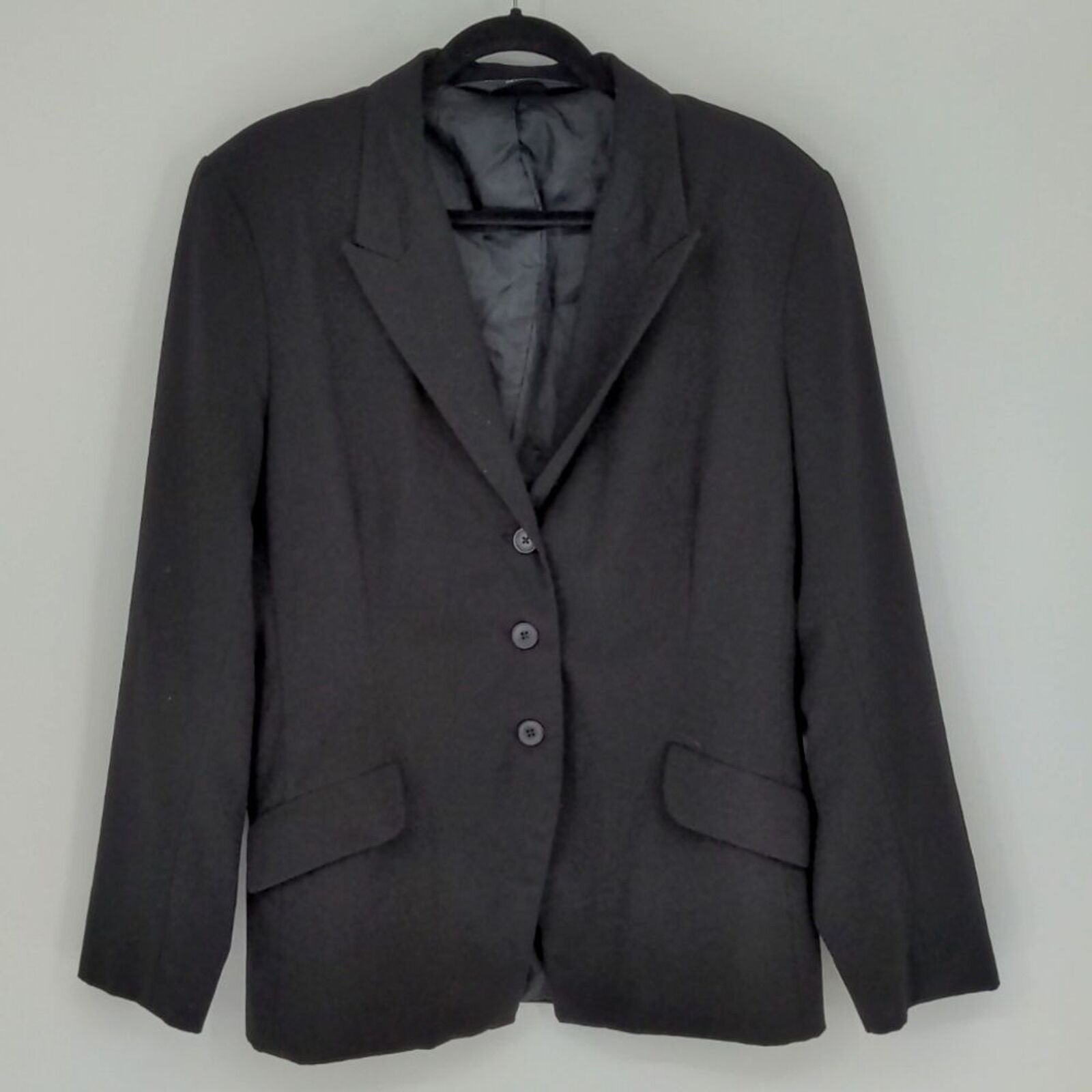 Norma Kamli Women's Black Blazer Size 16 Long Sleeve 3 Button Collared