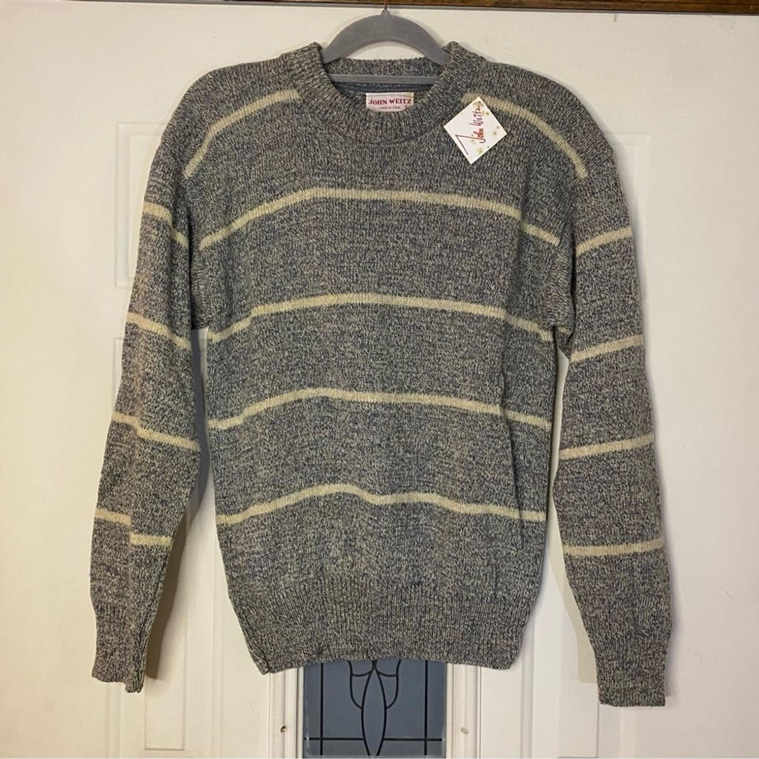 Vintage John Weitz Men’s Medium Striped Wool Pullover Sweater NOS