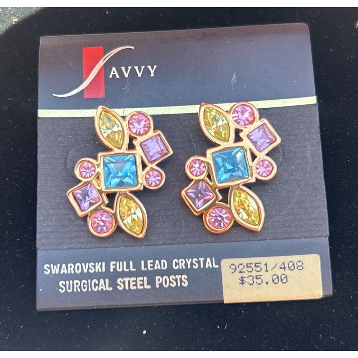 Vintage Swarovski Crystal Earrings With Surgical Steel Posts