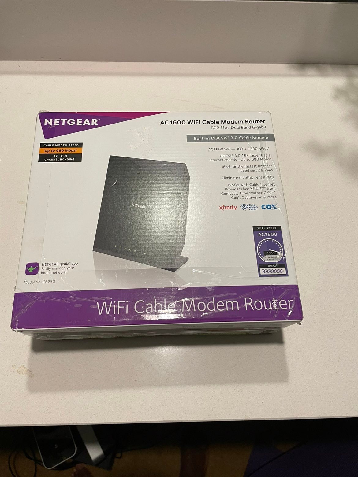 Netgear AC1600 WiFi Cable Modem Router (C6250) NETGEAR DOCSIS® 3.0 1.6Gbps Two-i