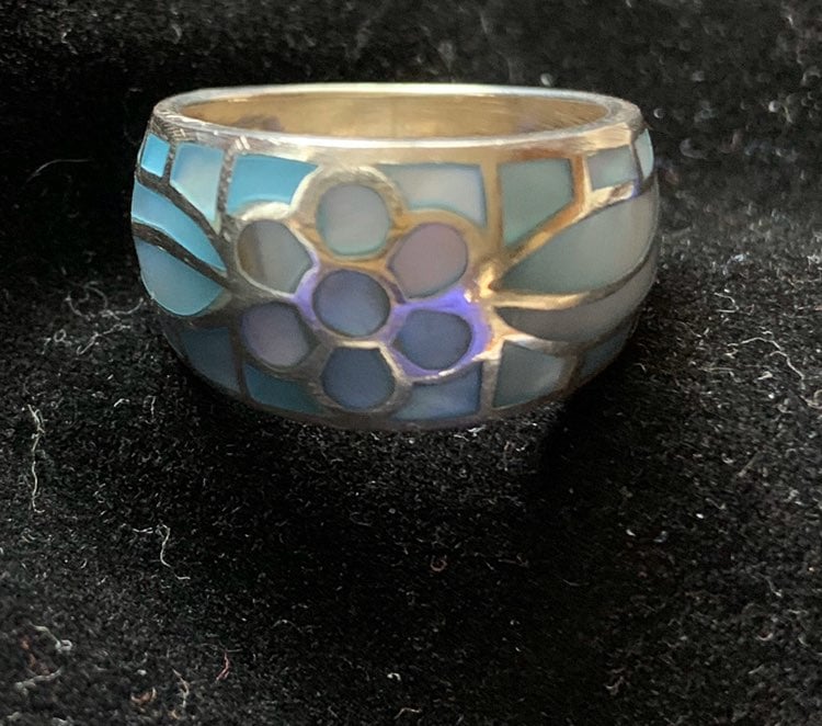925 inlaid Mother of pearl ring