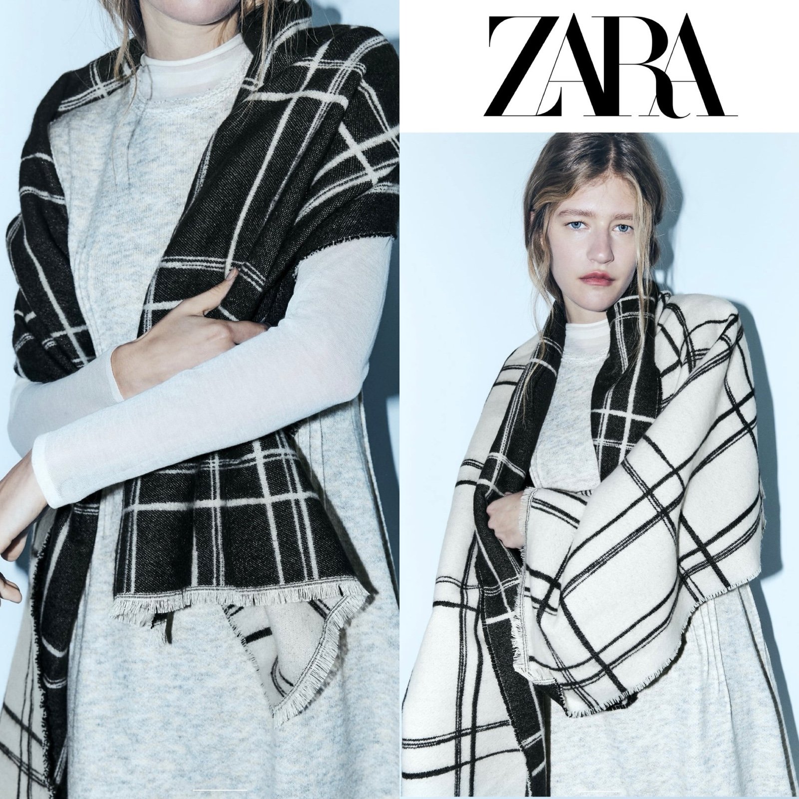 ZARA REVERSIBLE CHECKERED SCARF