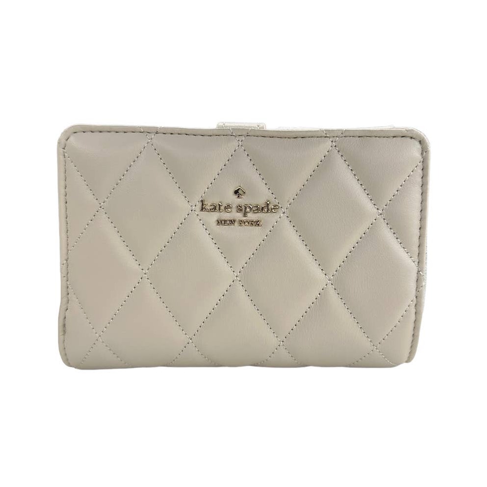 Kate Spade Carey Smooth Quilted Leather Medium Compact Wallet Creme