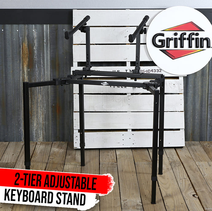 Double Piano Keyboard Stand - 2Tier Studio Stage Mixer Laptop Mount DJ Turntable