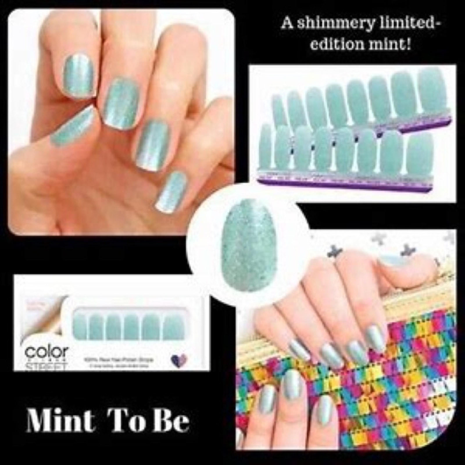 Color Street Mint to Be Green Shimmery Nail Polish Strips