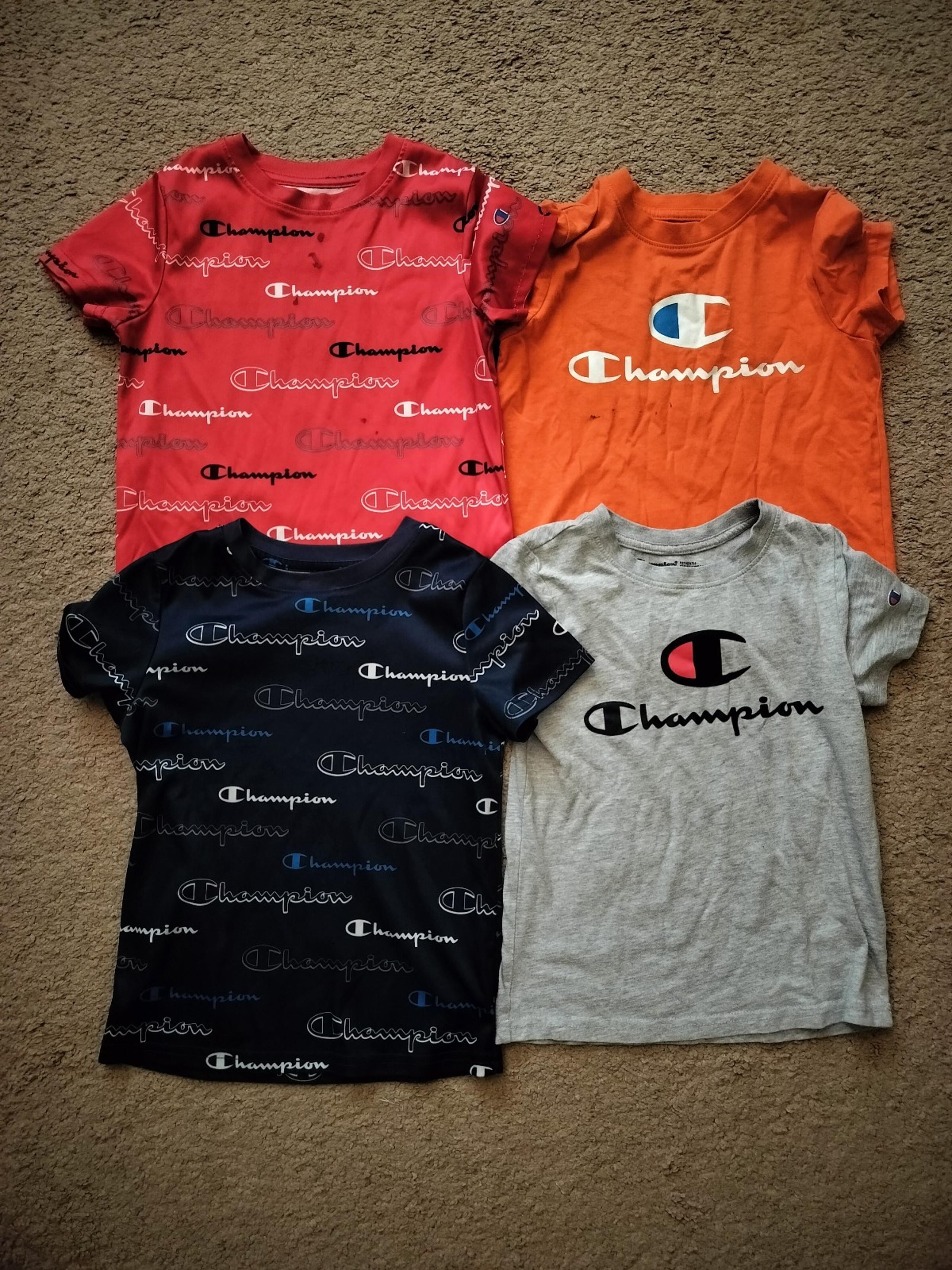 Boys Size 5-6 Small Champion Shirts Lot Orange Red Blue Gray Short Sleeve