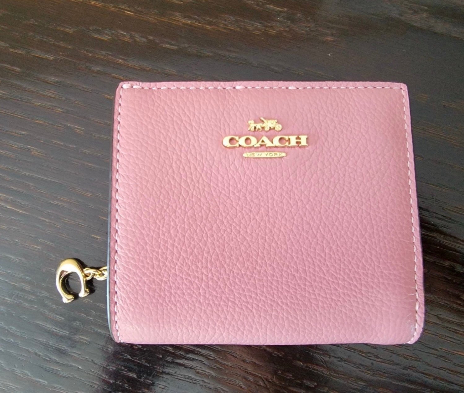 NWT COACH Snap Wallet in Pebbled Leather True Pink C2863 AUTHENTIC