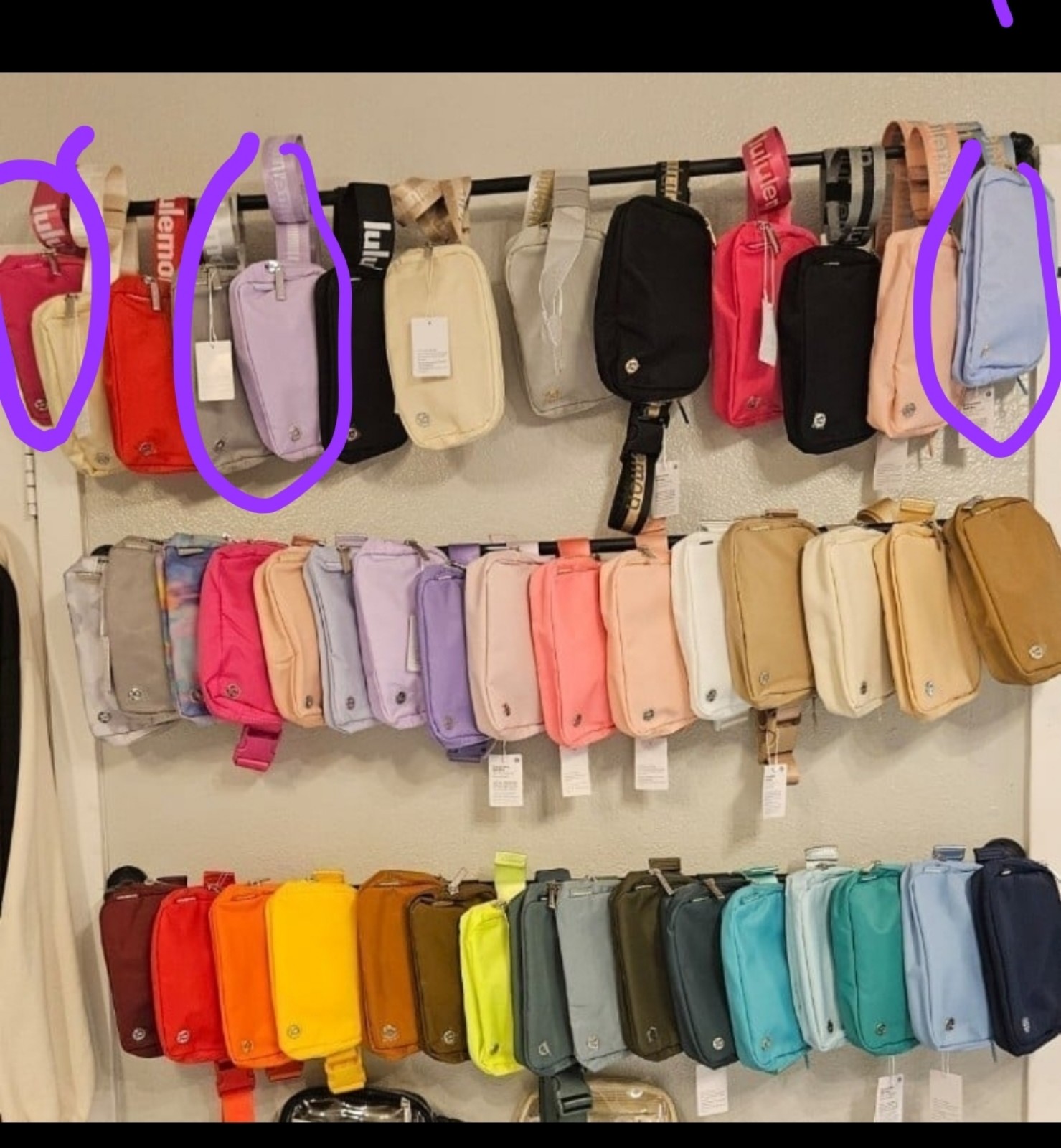 Lululemon Everywhere Belt Bag 1L all Wordmark – Red, Lila & Light Blue bundle 3