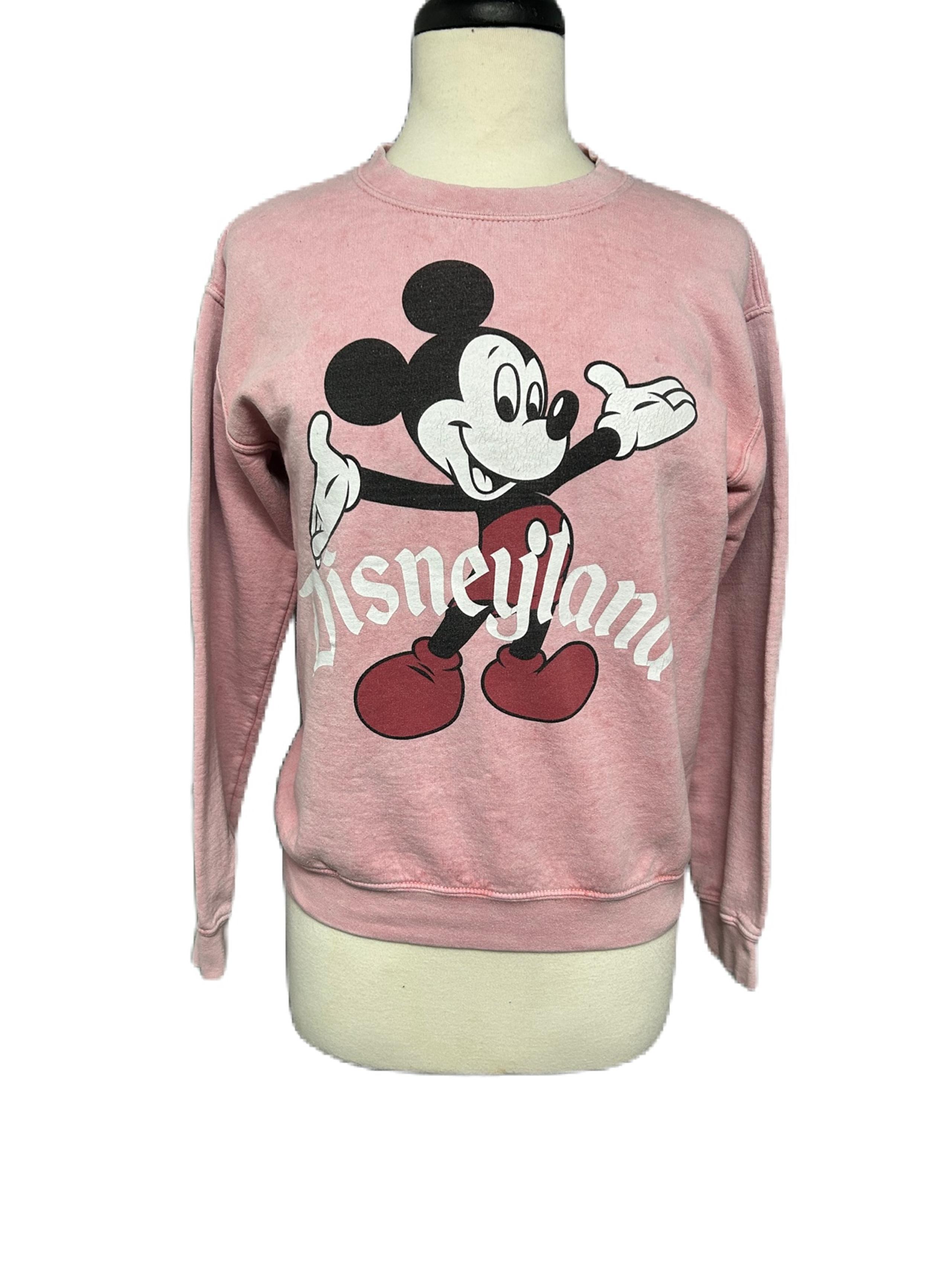 Mickey Mouse Disney Parks Sweatshirt Sz Small Disneyland Pink Crew Neck Womens