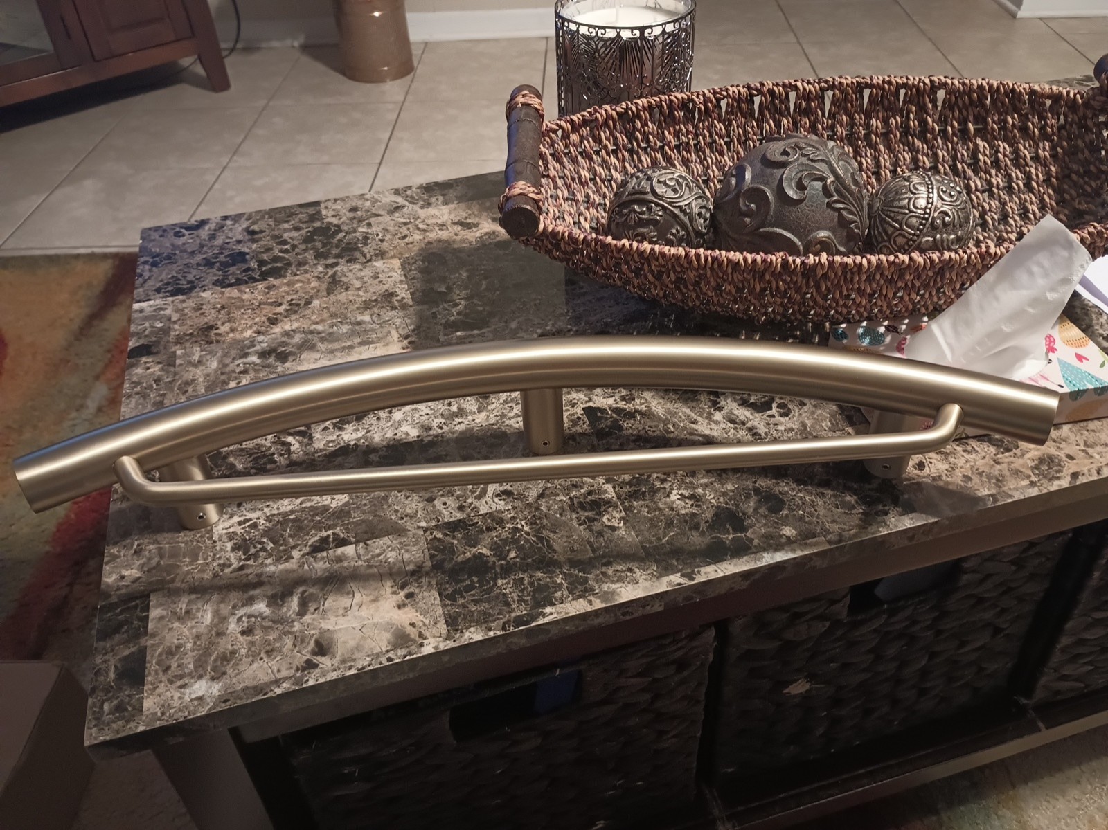 2-in-1 16" Towel Bar with Integrated Grab Bar: Stainless Steel Brushed Gold