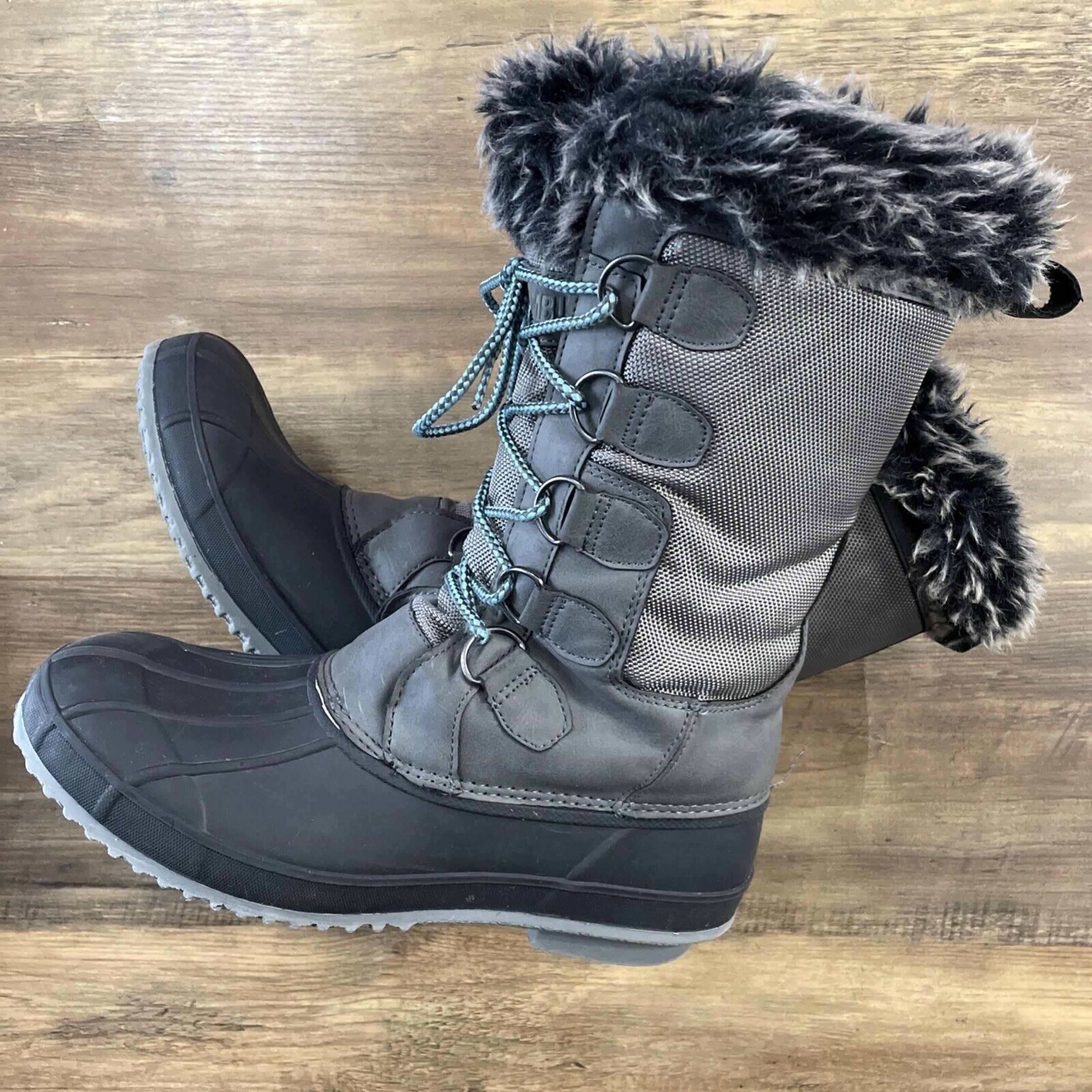 Khombu Women’s Winter Snow Boots Size 10 Gray & Black