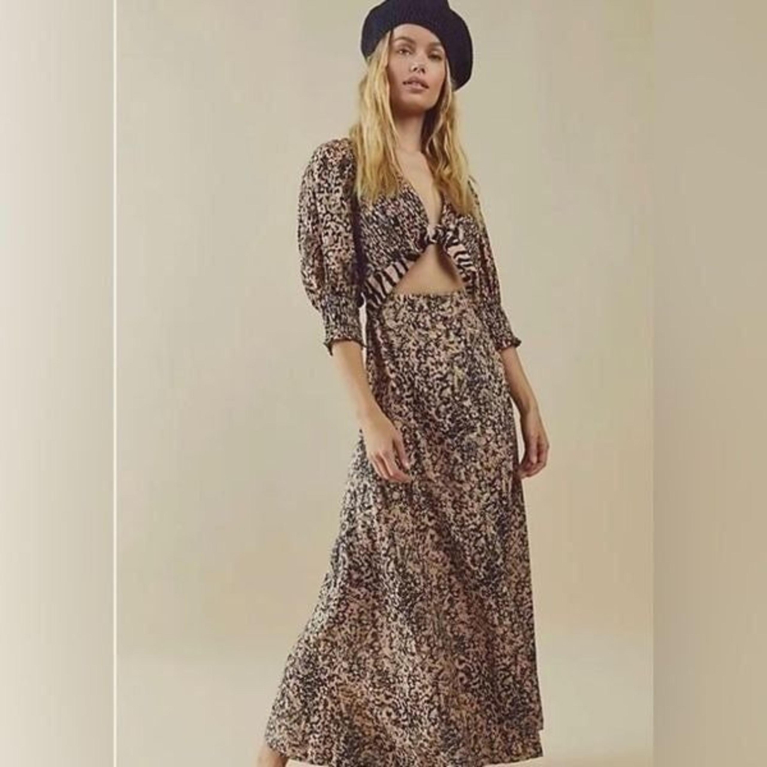 New Free People String Of Hearts Printed Maxi Dress XS Women Buttondown NEW.