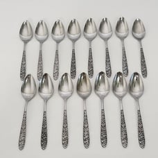 Set of 15 Vintage Nasco Stainless Narcissus Floral Handle Teaspoons Flatware 6