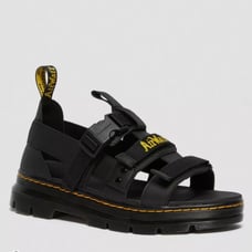 Dr. Marten PEARSON Sandals Black Gryphon Webbing Fisherman Yellow Stitch 41
